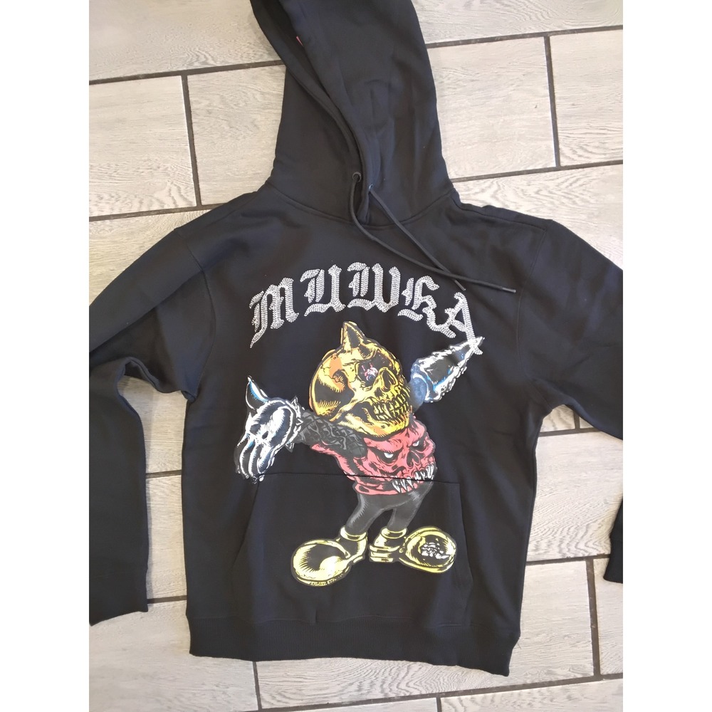 Mishka NYC Mens Black Skull Graphic Hoodie Sweatshirt Medium NWT MSK-61
